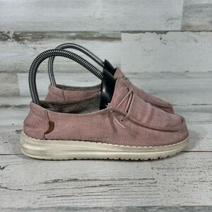 Hey Dude Kids Wendy Linen Cotton Candy Slip On Loafer Shoes‎ Pink Size 2Youth